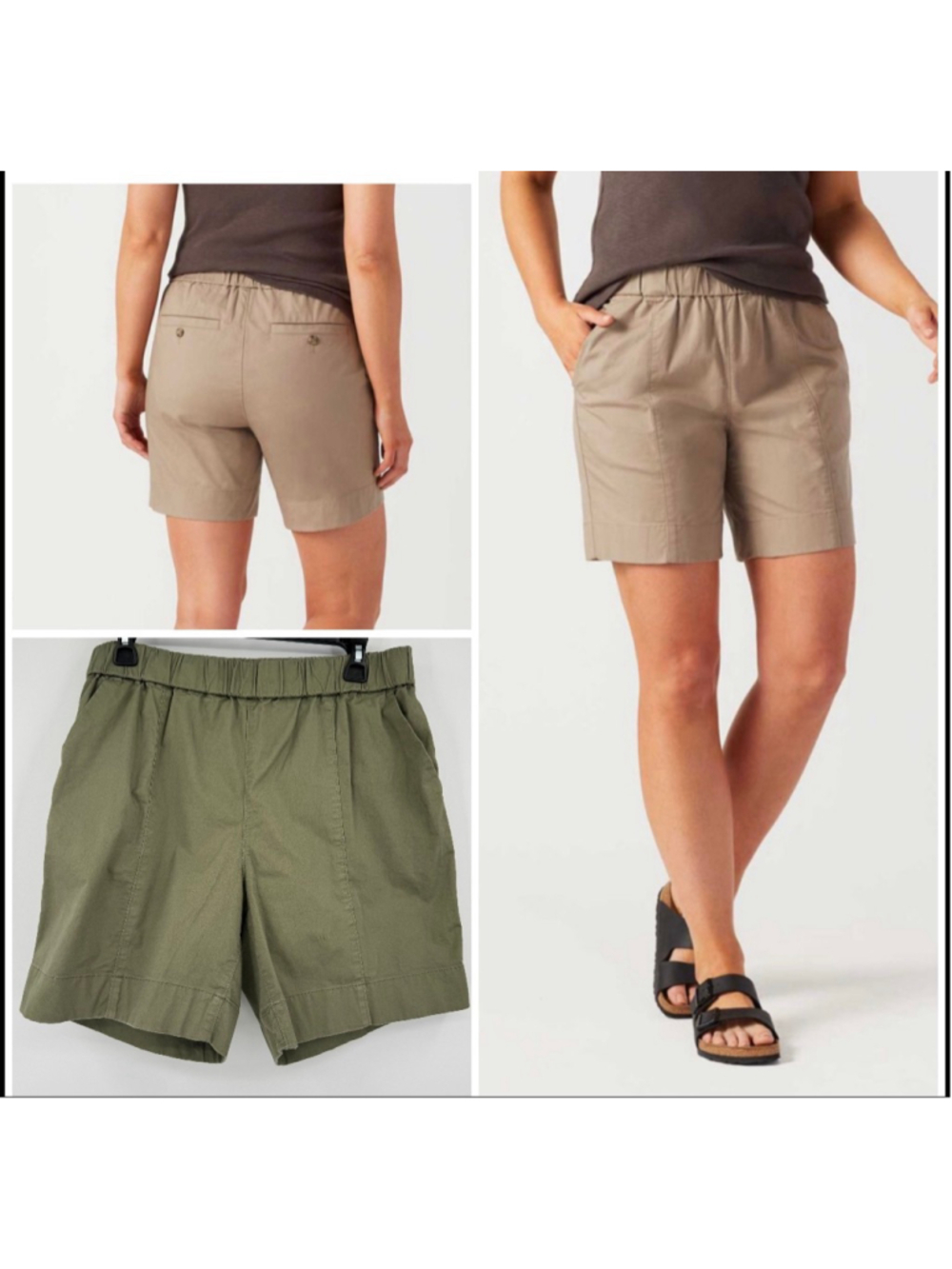 Women's Duluth Trading Co. Olive Green Knee-Freein' Chino 7" Shorts Size 12